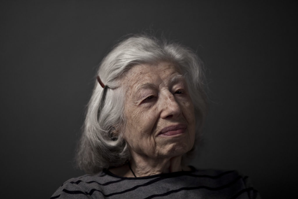 Katherine Noir a Auschwitz survivor at her home on the Upper West Side of New York. Katherine is now completely blind.